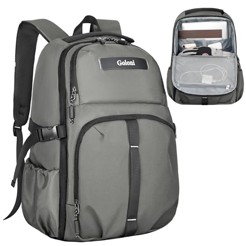 Goloni Airline Approved Travel Backpack 35L - Under Seat Carry On, Water Resistant 15.6 Inch Laptop Compartment for Men Women Work Travel,Gery - color: Gery