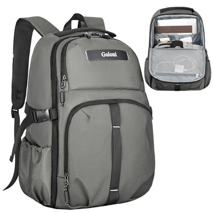 Goloni Airline Approved Travel Backpack 35L - Under Seat Carry On, Water Resistant 15.6 Inch Laptop Compartment for Men Women Work Travel,Gery - color: Gery