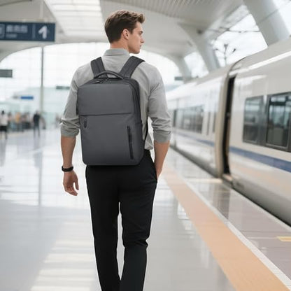 Lightweight Commute Backpack for Men & Women, Water-Resistant Travel Daypack with 15.6-Inch Laptop Compartment & Anti-Theft Pockets, Charcoal Gray - color: Charcoal Gray