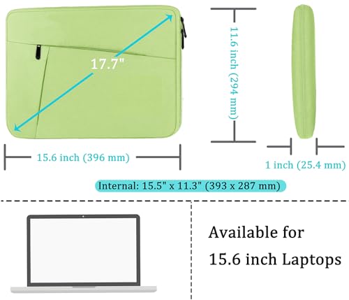 Laptop Sleeve 15.6 inch, Shockproof Protective Computer Carrying Cover with Front Pocket, Briefcase Handbags Laptop Case for 15.6 inch HP, Dell, Acer, Asus, Notebook, Light Green - color: Light Green, size: 15.6 inch