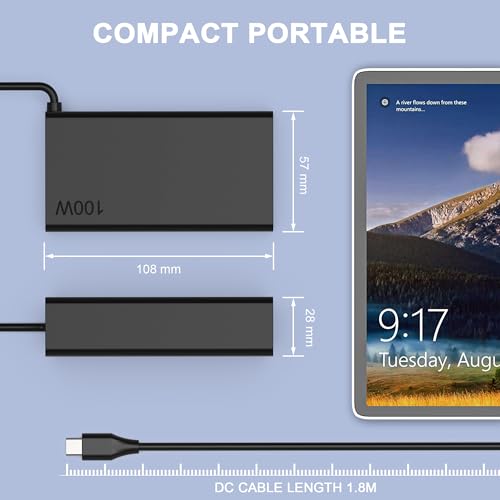 BULL-TECH Slim 100W USB C Charger Replacement for Lenovo ldeapad 5 Pro 16, ThinkBook 15 16 ThinkPad X13 Yoga Pro14s,T14p Gen1,T14s,NEO 14 Fast Charging Type C Travel Laptop Power Adapter