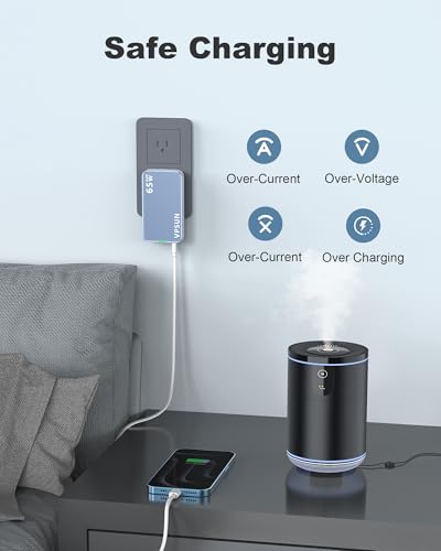 65W GaN USB C Wall Charger Block,3 Port Ultra Thin Flat USB-C Charging Plug,Foldable USB Power Adapter for MacBook,iPhone 15/16,Samsung (Blue) - color: Blue