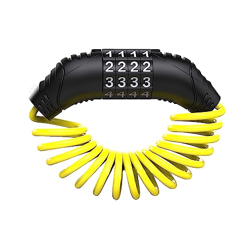 Windance 2pcs Motorcycle Helmet Lock Cable, Anti-Theft Retractable Luggage Lock with 4 Digit Password Combination Security Lock (Yellow 2pcs) - color: Yellow 2pcs
