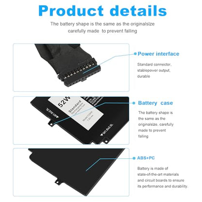 52Wh FP86V 722KK Laptop Battery Replace for Dell XPS 13 9300 (2020 Edition) XPS 13 9310 (2020 Edition) XPS 13 9380 (2020 Edition) P117G P117G002 P117G001 Series Notebook 02XXFW 2XXFW 0WN0N0 WN0N0 - size: 10.51*4.06*0.16inch 722KK
