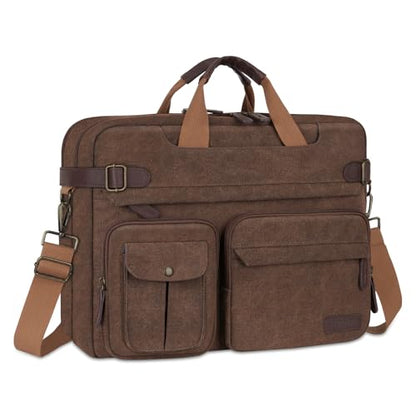 MOSISO 3 in 1 Laptop Bag for Men, 15-16 inch Computer Bags Laptop Backpack | Crossbody Satchel Bookbag Briefcase Messenger Bag with Trolley Sleeve for College Work Business Travel, Brown