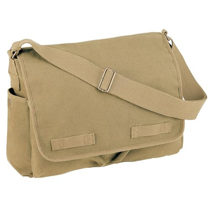 Rothco Classic Canvas Messenger Bag | Durable Canvas Shoulder Bag, Crossbody Designed For EDC, Travel, Commuting, Organized Storage And Dependable Carry - color: Khaki