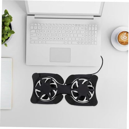Portable Foldable Laptop Cooler USB Fans Lightweight Notebook Cooling Mat Strong Heat Dissipation Space-Saving Design Non- Protective Pads Black