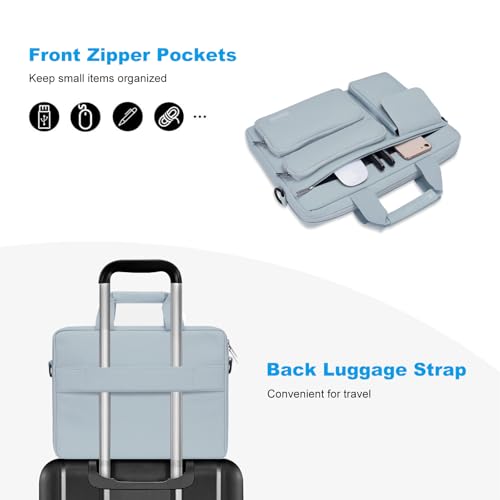 MOSISO Laptop Shoulder Bag 16 inch, 15-15.6 inch Computer Bag | Compatible with MacBook Pro 16 inch, HP, Dell, Lenovo with 2 Raised&1 Flapover&1 Horizontal Pocket&Handle&Belt, Baby Blue - color: Baby Blue, size: 16 inch