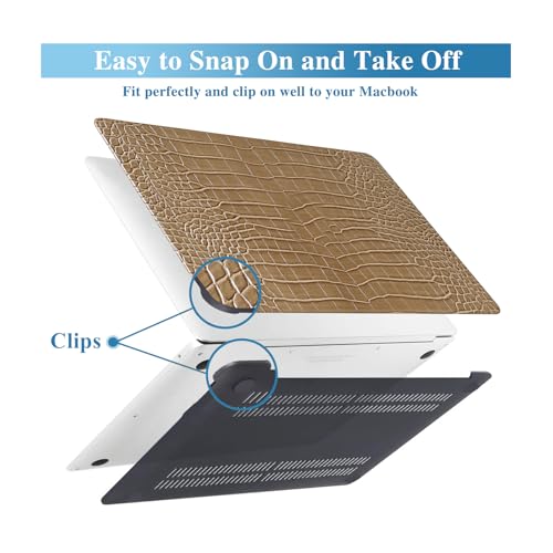 Crocodile Case for MacBook Air 13 inch 2026-2022 M5/M4/M3/M2 Logo Cutout | Model A3449 A3240 A3113 A2681, Texture Crocodile Aligator Skin Snakeskin PU Leather Hardshell Case & Keyboard Cover, Camel - color: ## Camel Crocodile