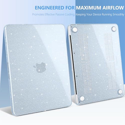 DONGKE Glitter Case for MacBook Neo 13 Inch 2026 (Model A3404 | A18 Pro Chip) | Clear Sparkly Hard Shell Cover with Screen Protector & Keyboard Cover & 2 USB-C Adapters - Bling Lightblue - color: Bling Lightblue