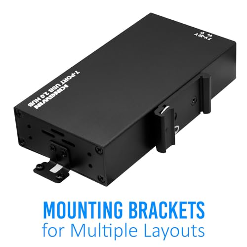 Kingwin 7-Port USB 3.0 Hub Offers 5Gbps speeds, Powered Expansion, and a Durable mountable Aluminum Design. Ideal for PC, Laptop, POS, and Server Racks. Plug & Play. - size: USB 7-PORT