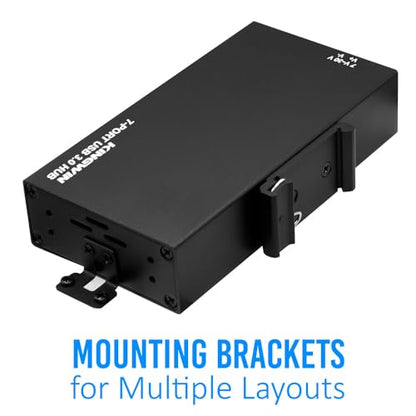 Kingwin 7-Port USB 3.0 Hub Offers 5Gbps speeds, Powered Expansion, and a Durable mountable Aluminum Design. Ideal for PC, Laptop, POS, and Server Racks. Plug & Play. - size: USB 7-PORT