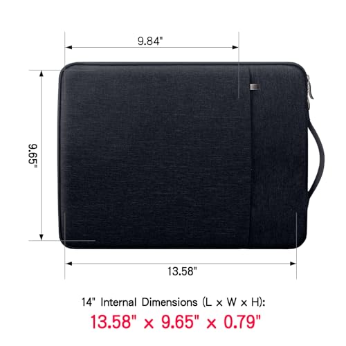 RAINYEAR 14 inch Laptop Sleeve Carrying Case with Handle & Pocket, Black | Protective Padded Polyester Laptop Sleeve Case Briefcase Compatible with 14 Inch Notebook Computer Chromebook - color: Black, size: 14"