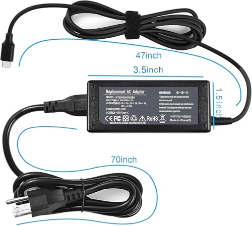 65W 45W USB-C Charger Fit for HP ProBook 440 G11, 445 G11, 450 G10, 460 G11 Laptop Power Adapter Supply Cord