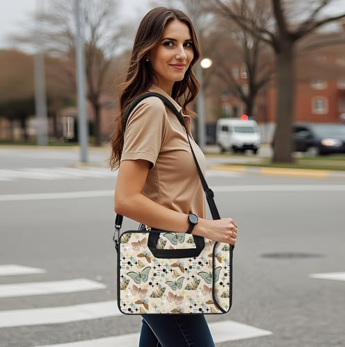 17 inch Laptop Shoulder Bag Carrying Case with Handle Fits 15.6/16/17/17.3/17.4 inch Laptop Notebook (Butterflies Wishes, 16-17.3 inch) - color: Butterflies Wishes