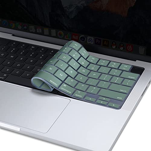 MOSISO Keyboard Cover Skin Compatible with MacBook Air 15 inch M3 M2 | A3114 A2941/Air 13.6 A3113 A2681/Pro 14/16 M4 M3 M2 M1, Midnight Green - color: Midnight Green