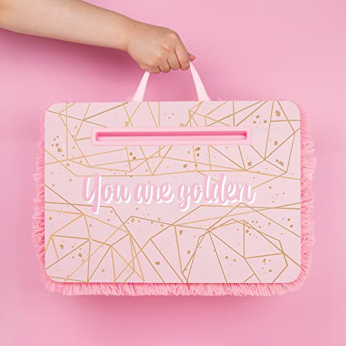 3C4G Pink & Gold Deluxe Fur Lap Desk, Take Tech on The Go, Includes a Media Slot that Perfectly Holds Tablets & Phones, for Ages 6 and up by Make It Real - style: Pink & Gold Fur