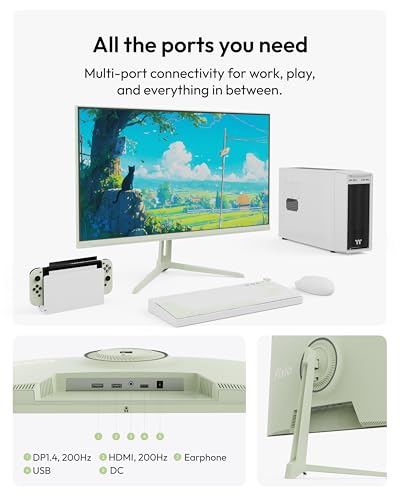 Pixio PX248 Wave Mint Green 24 inch 200Hz Refresh Rate FHD 1080p Resolution Fast IPS Panel 1ms GTG Response Time Built-in Speakers Gaming Monitor with Adaptive Sync - color: Mint Green