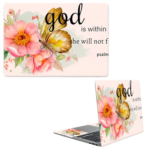 Laptop Skin Sticker Decal, Universal Protective Cover Fit 12 13 14 15.6 Inch Notebook, Reusable Water-Resistant Vinyl Decal w/ 2 Wrist Pads for Business Travel Office, Flower Bible 46-5 - color: Flower Bible 46-5
