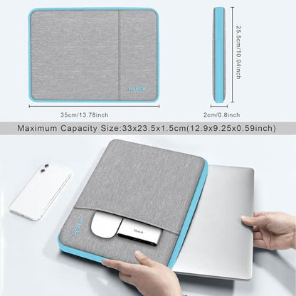 Hseok Laptop Case 13.3 14 inch Sleeve, Rainproof & Shockproof Carrying Case Compatible with MacBook Pro/Neo 14 M5/M4/M3/M2/M1,13.3 MacBook Air/Pro,XPS 14 and Most 13"-14" Notebook Tablet,Gray-Blue - color: Gray-Blue
