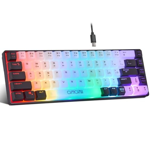 CHONCHOW Mini RGB 60% Gaming Keyboard, 68 Keys Small Compact USB Wired Rainbow Light Up Backlit Gaming Keyboard for Xbox PS4 PS5 PC Laptop Gamer(White-Black)