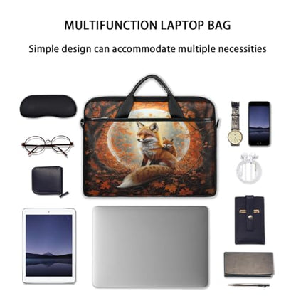 Laptop Shoulder Bag for Women Men, Waterproof Computer Case Messenger Bag Briefcase for Business Office Travel - color: Fox in the Autumn Forest