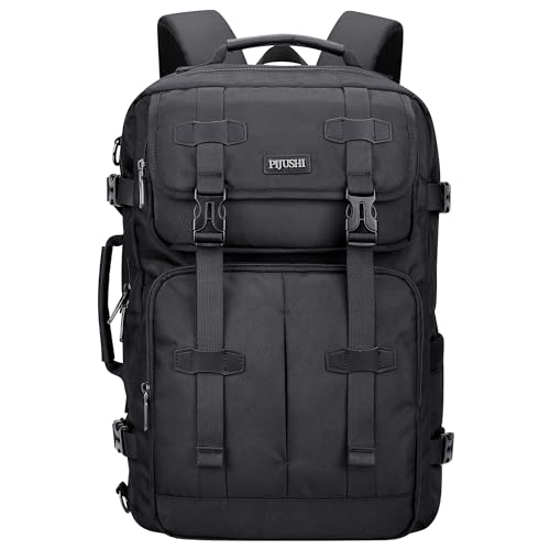 Travel Backpack Carry On Backpack for Airplanes, Travel Bag 35L | Large Convertible Travel Backpacks for Men Women, 16" Laptop Compartment, USB Port, Anti-Theft Pocket, For Daily, Overnight - color: Black
