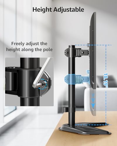 MOUNTUP Single Monitor Stands, Freestanding VESA Monitor Desk Mount fits 13'' to 32'' Computer Screen with Height Adjustable, Swivel, Tilt, Rotation, 17.6 lbs Load, For Home Office, VESA 75x75/100x100 - size: Single, style: Freestanding