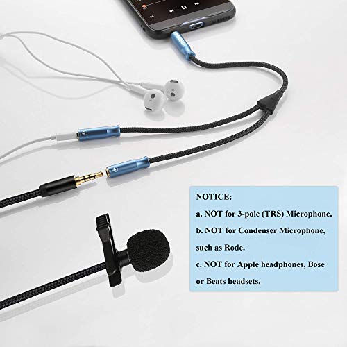 3.5mm 4 Pole TRRS Audio Splitter Cable for 2 TRRS Headphone and Mic | Nylon Braided CTIA Stereo 3.5mm Male to 2 TRRS Female Aux Headphone Y Splitter Cable for PC Laptop Smartphone PS4 Xbox - 1 FT - size: 1 Feet - Braided