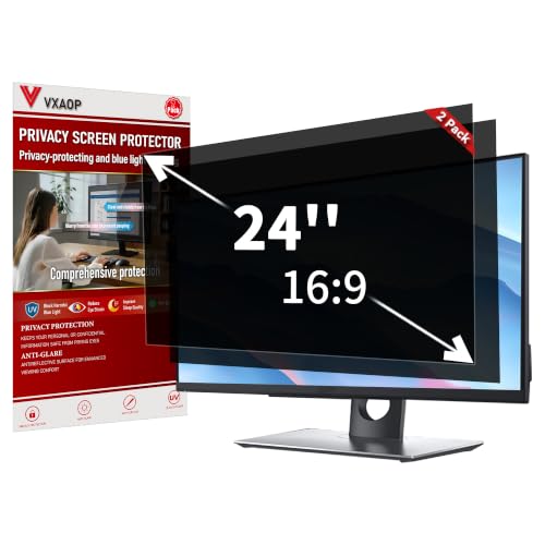 [2-Pack] 24 Inch Computer Privacy Screen Filter (16:9 Aspect Ratio) | Removable,Anti Glare & Blue Light Blocking,Compatible with HP Dell LG ASUS Acer Samsung Lenovo ViewSonic Monitor - size: 24.0'' Widescreen (16:9)