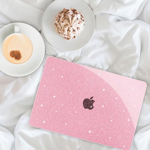 G JGOO for MacBook Air 13 inch Case 2021 2020-2018 M1 A2337 A2179 A1932 | Glitter Protective Plastic Laptop Hard Shell for MacBook Air 13.3 inch Case + Keyboard Cover + Screen Protector, Sparkly Pink - color: Pink