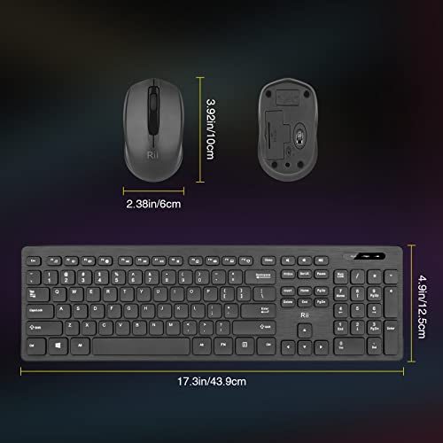 Wireless Keyboard and Mouse Combo - Rii Standard Office PC Keyboard and Optical Wireless Mice (Black) - color: Black