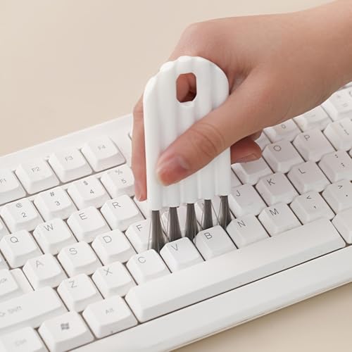 Keyboard Cleaning Brush Tool with Bendable Cup Cover, Flexible Dust Remover for Keyboards, Laptops, Office and Home, White
