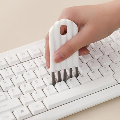 Keyboard Cleaning Brush Tool with Bendable Cup Cover, Flexible Dust Remover for Keyboards, Laptops, Office and Home, White