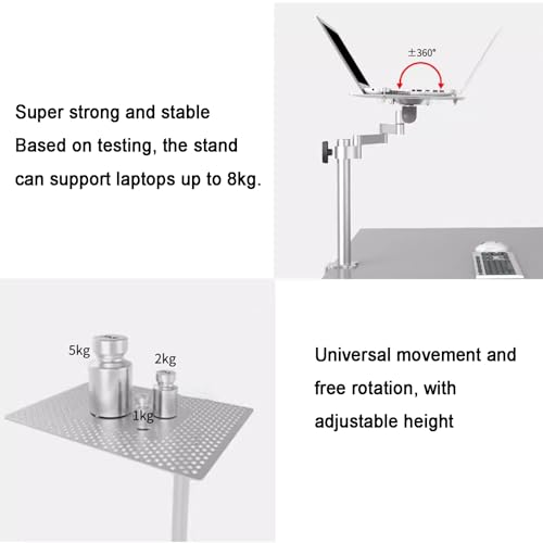 Arm Mount for Desk,Monitor/Laptop Stand,Full Motion Articulating Notebook Tray,w/Vented Cooling Platform,Holds Up to 8kg,for Office