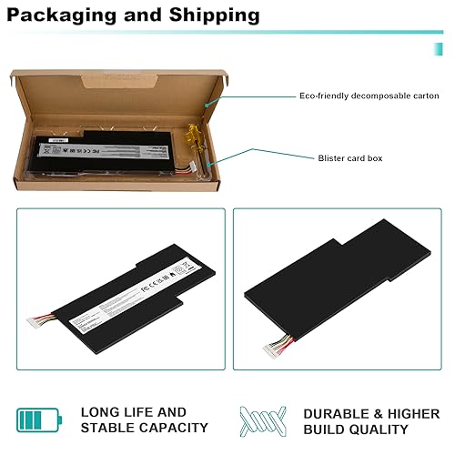 BTY-M6K Laptop Battery for MSI Stealth Pro GF63 GF65 GF75 GS63VR GS73VR 7RG 7RG-005 Thin 8RB 8RC 8RD 8RD-031TH 8RC 8RF 8SC 8RX Thin WS63 8SK WP65 WF65 WF75 MS-16K3 MS-17B4 MS-16W1 MS-16R1 - size: 8.54*3.62*0.24inch