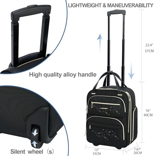 KROSER Carry On Underseat, 16-inch Underseater Suitcase for Men/Women | Multi-functional Lightweight Overnight Black/Gold - color: Black/Gold