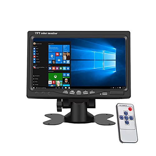 7 inch Portable Small HD 1080P VGA Monitor, Mini Screen 1024x600, HDMI/VGA/AV Input, with Speakers - size: TFT 7 inch 1024x600