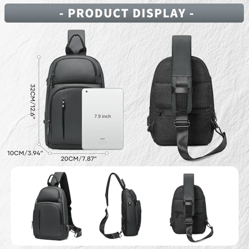 Messenger bag for Men,Small Sling Crossbody Backpack Shoulder Bag for Men Women,canvas Strap Backpack Sling Bag - color: C1-grey