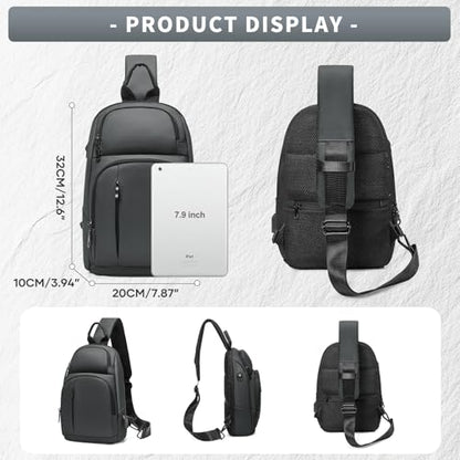 Messenger bag for Men,Small Sling Crossbody Backpack Shoulder Bag for Men Women,canvas Strap Backpack Sling Bag - color: C1-grey