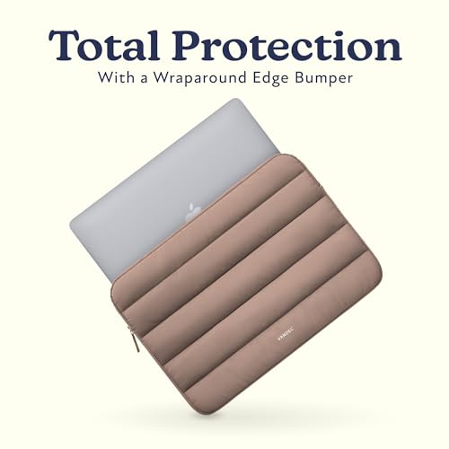 Vandel Puffy Laptop Sleeve Case for 13-14 inch Laptop Sleeve Bag Case | Zipper Pocket, Compatible with MacBook Air 13, Pro 14/13 iPad Pro 12.9, HP Dell ASUS, Computer Bag Cover - color: Latte
