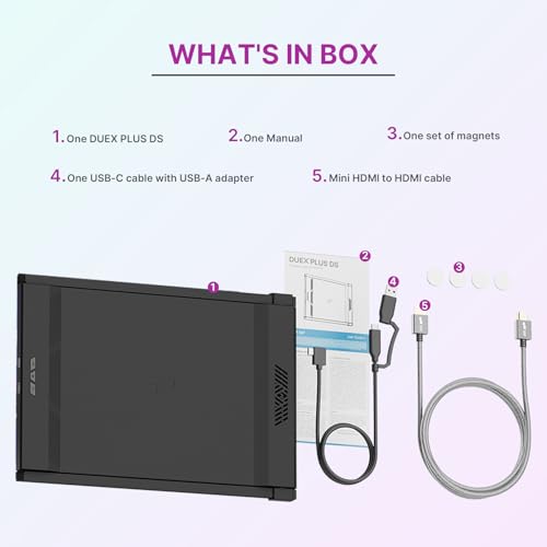 Duex Plus DS New Mobile Pixels Portable Monitor for Laptops(2026 Upgraded) | 13.3" Full HD IPS Laptop Screen Extender, USB C/HDMI Powered Plug and Play, Windows/Mac/Android/Switch Compatible - size: 13.3-inch