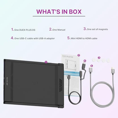 Duex Plus DS New Mobile Pixels Portable Monitor for Laptops(2026 Upgraded) | 13.3" Full HD IPS Laptop Screen Extender, USB C/HDMI Powered Plug and Play, Windows/Mac/Android/Switch Compatible - size: 13.3-inch