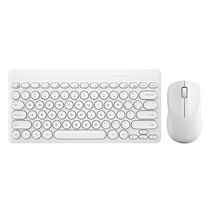 Compact Keyboard MouseCombo,JieruiDeng 79-Key Retro Mini Cute Computer Keyboard 2.4G USB Wireless and Silent Mice Set for Laptop Desktop PC iPad (White) - color: White