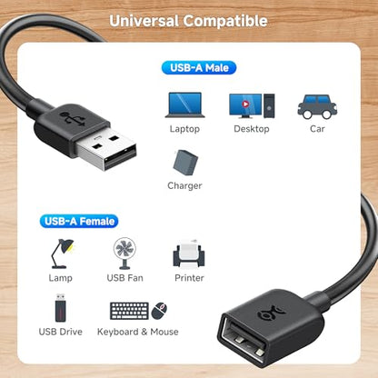 Cable Matters 2-Pack USB On Off Switch, USB Power Switch, 1ft | Supports Data and Power, USB-A Extension Cable with On/Off Switch - size: 1 ft