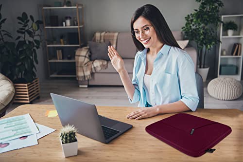 Laptop Sleeve Bag 15.6 inch, BOOEUDI Durable Shockproof Protective Computer Carrying Cover with Front Pocket, Briefcase Handbags Laptop Sleeve Bag for 15.6 inch HP, Dell, Acer, Asus, Notebook, WineRed - color: WineRed, size: 15.6 inch