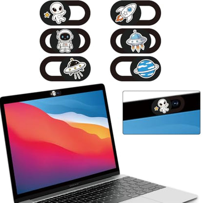 6Pcs 6 Styles Alien Spaceship Cute Laptop Camera Cover Privacy Guard Accessories, 0.04 Inch Thin Camera Privacy Blocker for Laptop Desktop Computer Tablet Notebook Mini PC Home Office Use - color: Aliens Spaceship