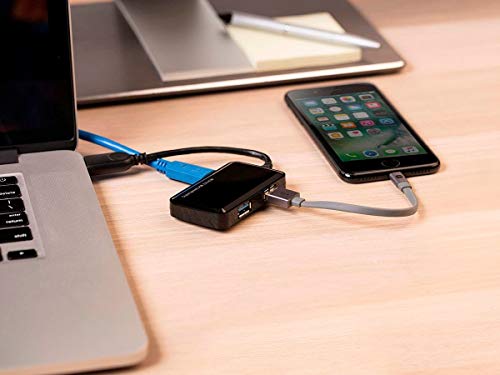 Monoprice Mini 4-Port USB 3.0 Travel Hub - Up to 5.0Gbps, Plug-and-Play, Black - style: 4x1