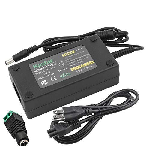 Kastar AC Adapter, Power Supply 12V 6A 72W, Tip Size 5.5 * 2.5mm for LCD Monitor, LCD TV, 5050 3528 5630 LED Strip Light, Tape Light, Rope Light, Wireless Router, ADSL Cats, Security Camera