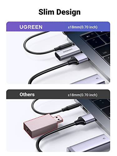 UGREEN USB to Audio Jack USB External Sound Card 3.5mm Audio Adapter 2 in 1 USB A to Aux TRRS Headphone Adapter Microphone Stereo Jack Aluminum Compatible with PS5 PC Windows Mac Linux Laptop Desktop